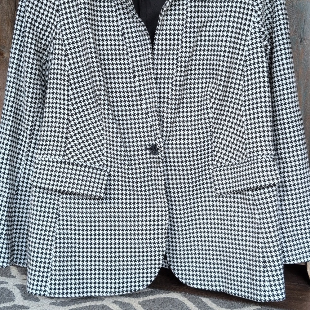 Lane Bryant Bryant Blazer Houndstooth Faux Black Leather Collar - Women's 14 - Picture 3 of 7